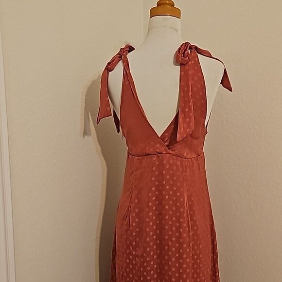 Show Me Your Mumu Arlene Dress Sangria Silky Dots Print Midi High Waist … - Picture 4 of 12